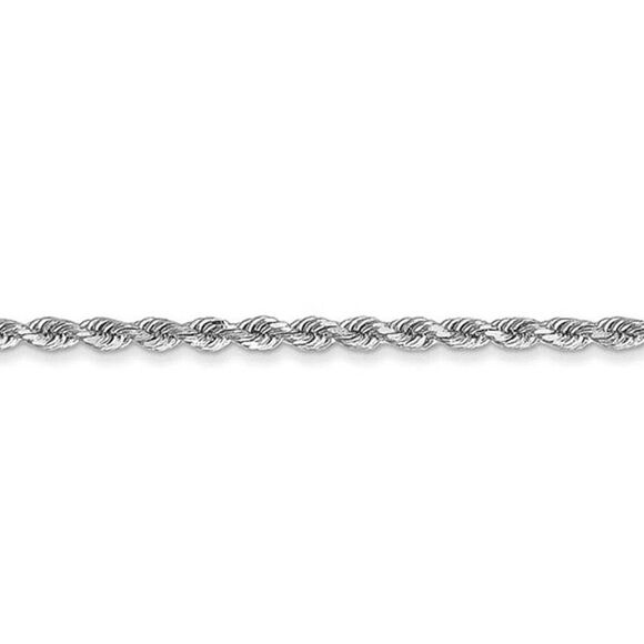 1.75mm 10K White Gold Diamond Cut Solid Rope Chain Necklace, 18 Inch - Picture 3 of 7